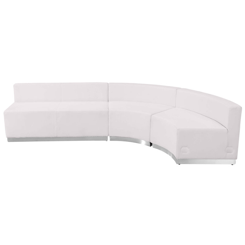 Configuration de réception modulaire 3 pièces Hercules Alon LeatherSoft avec dossier et siège tendus, Simili cuir blanc