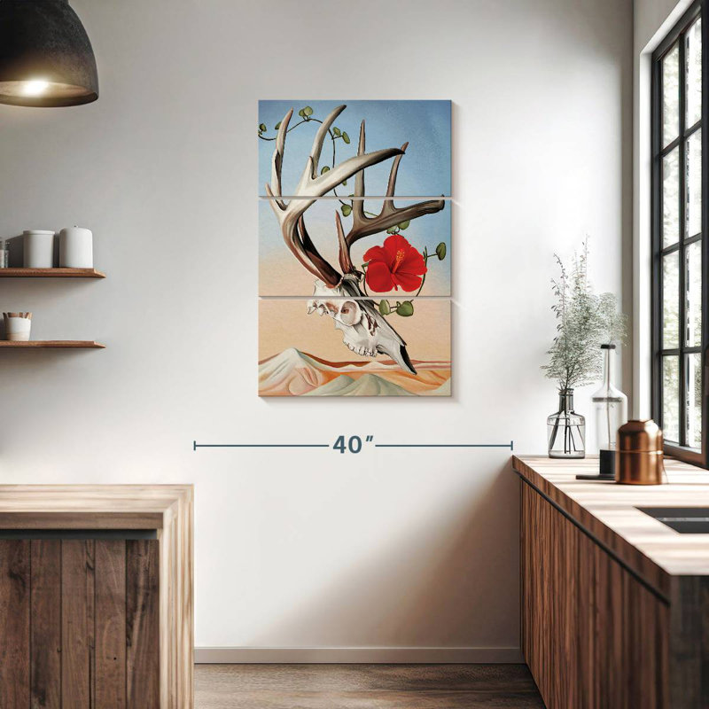 Crâne de cerf en lévitation Kerner, H 38 po x l 24 po