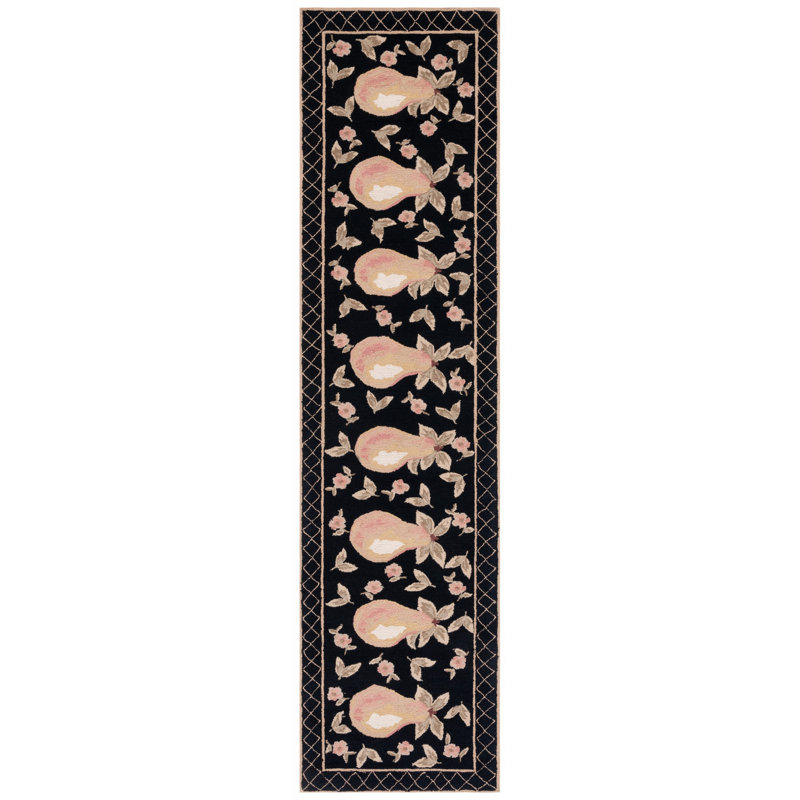 Kinchen Hand Hooked Wool Pile Floral Rug, Runner 2'6" x 10'