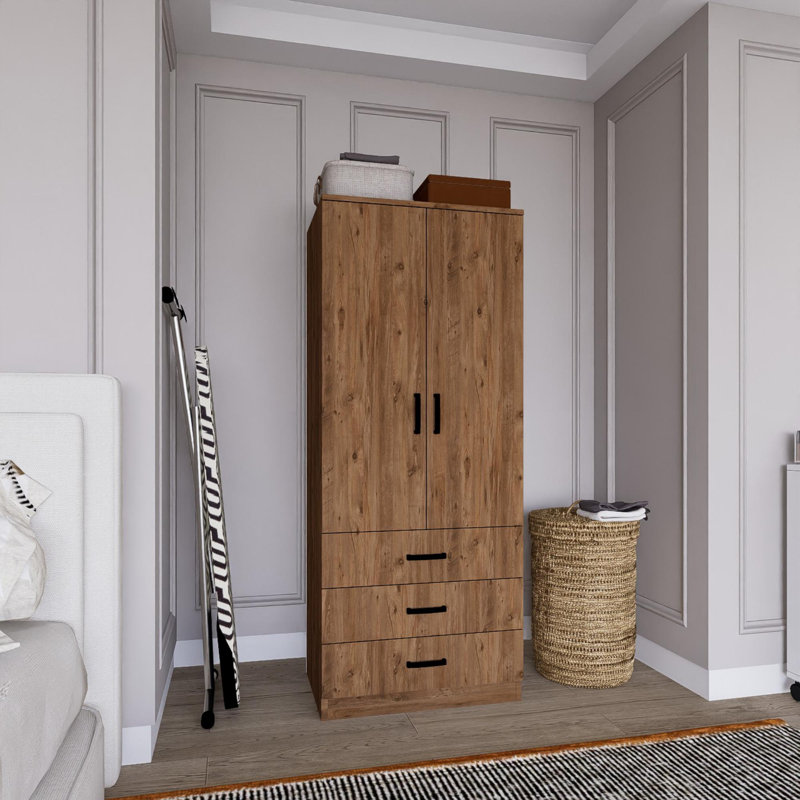Élégante garde-robe avec de nombreuses tablettes, finition pin atlantique, 23,6 po x 68,8 po x 18,5 po | 100% panneau de particules enduit de mélamine, épaisseur: 0,71 pouce | Conception murale, parfaite pour organiser les vêtements et les accessoires
