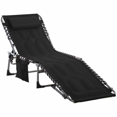 Folding Chaise Lounge With Headrest For Outdoor, Modern Patio Chaise Lounge