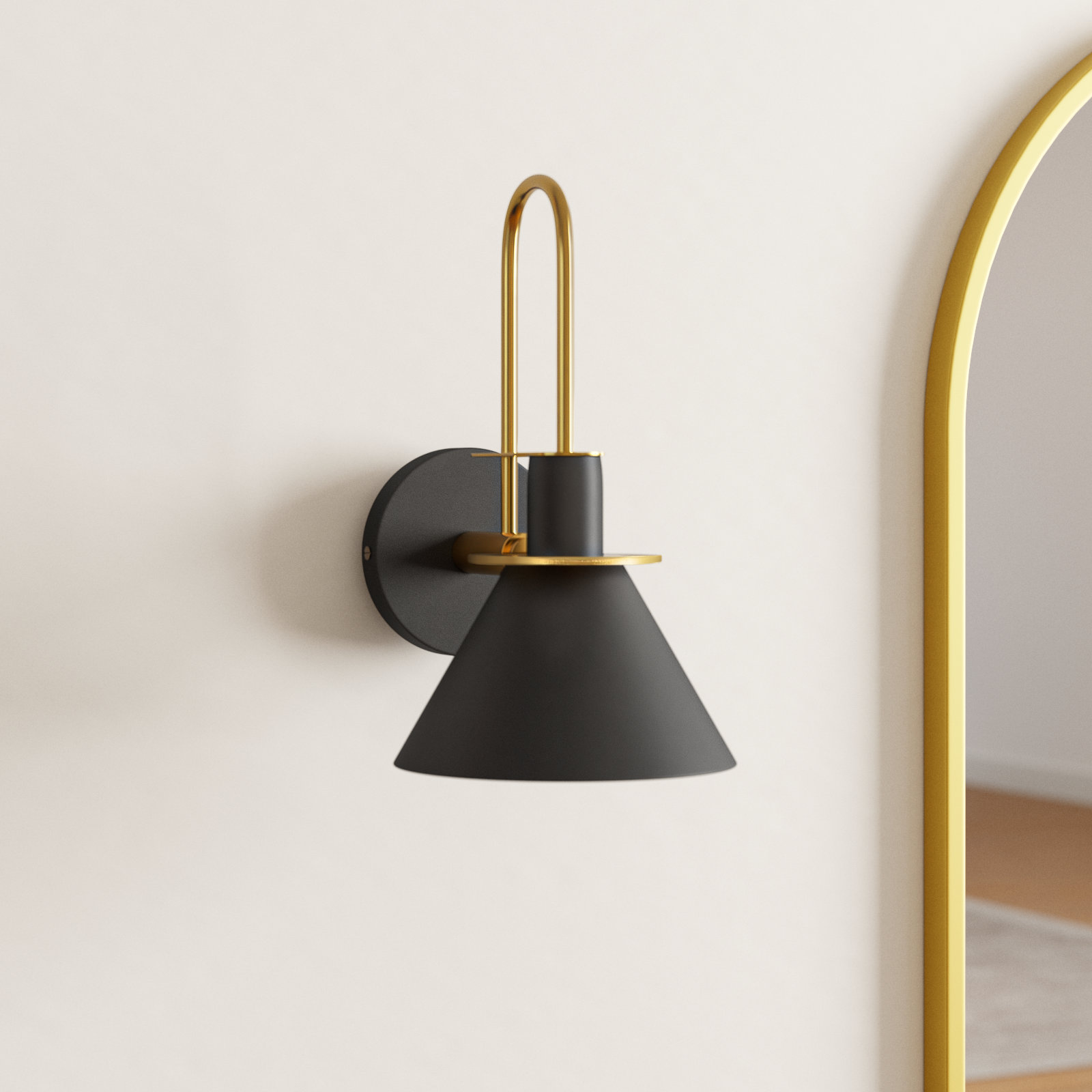 Jacoline Single Light Dimmable Armed Sconce, Black