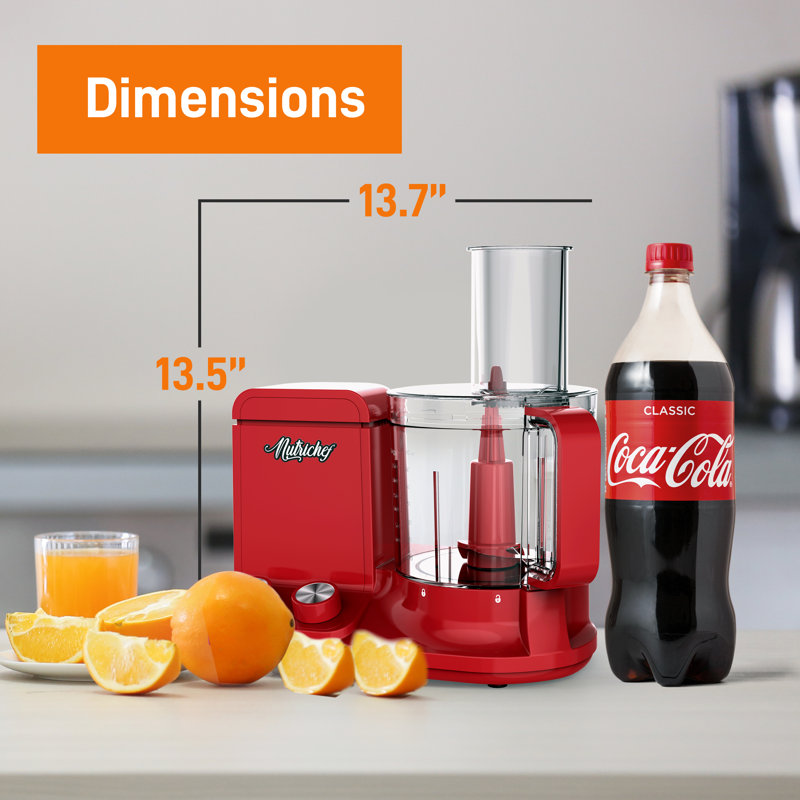 NutriChef 12-Cup Multifunction Food Processor, Red