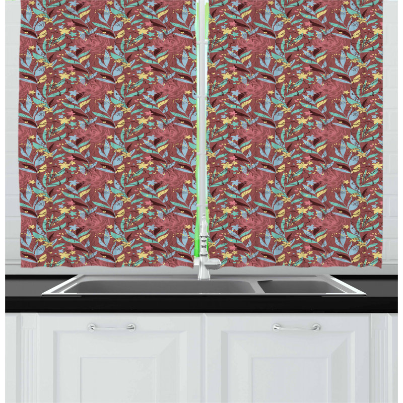 Floral Tailored Kitchen Curtain