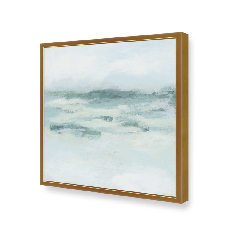 Doux océan turquoise, impression, H 13,75 po x l 13,75 po, Cadre ouvert en angle, or poli