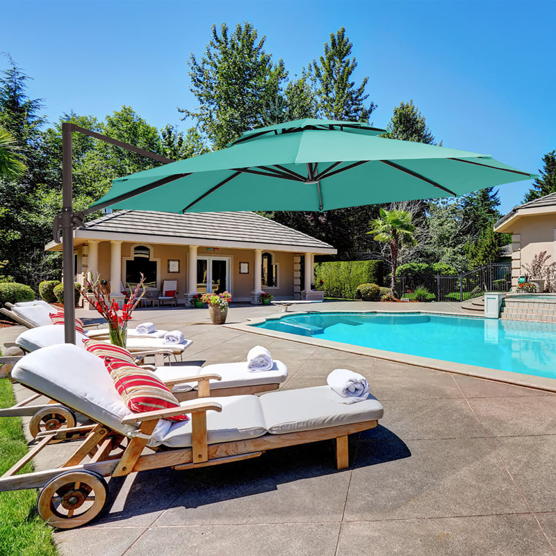 Parasol en porte-à-faux Pulk, Bleu paon, L 120 po x P 120 po