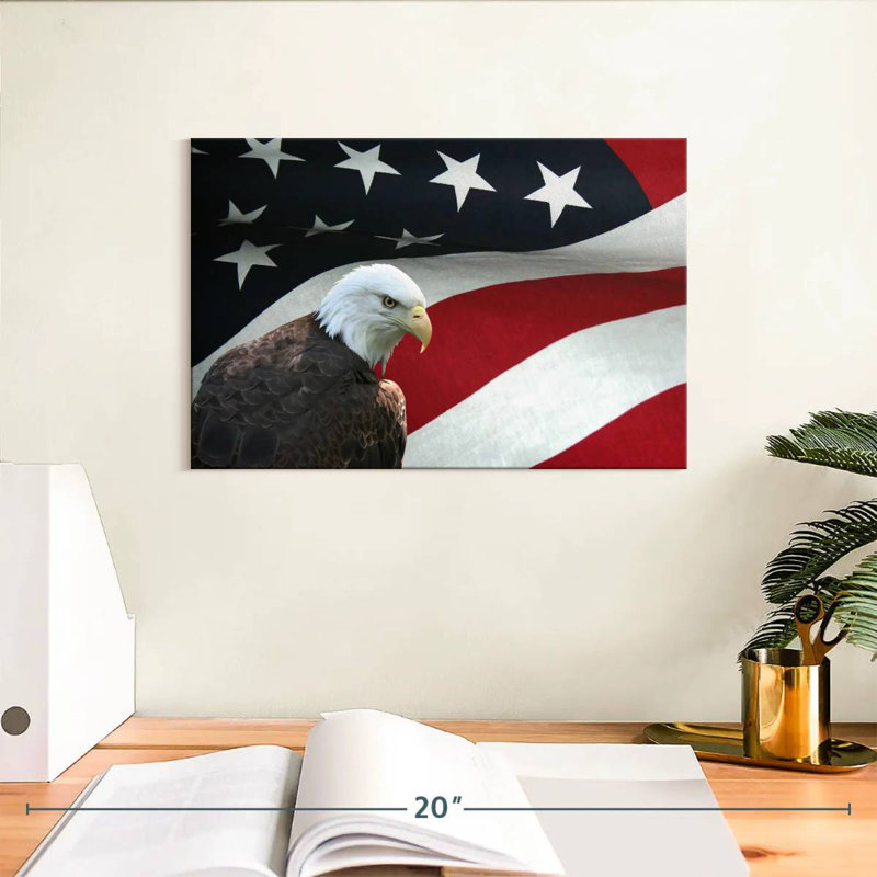 Drapeau américain Brampt et l'aigle à tête blanche, H 8 po x l 12 po