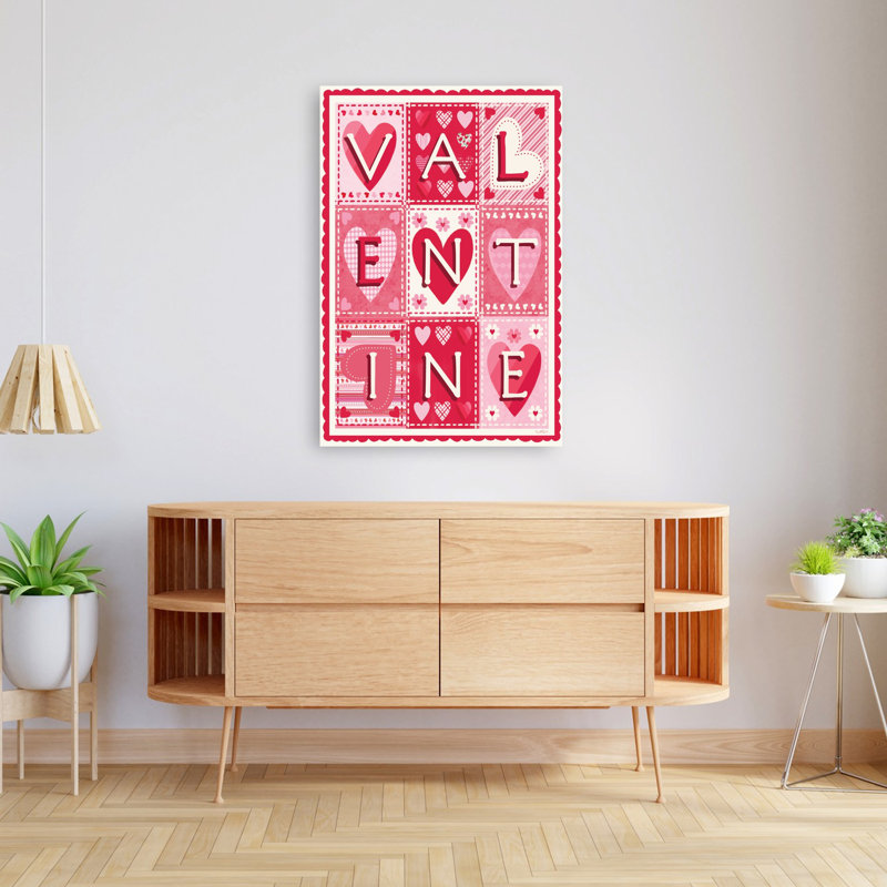 Art mural abstrait romantique fantaisiste avec cœur, 48" H x 32" W