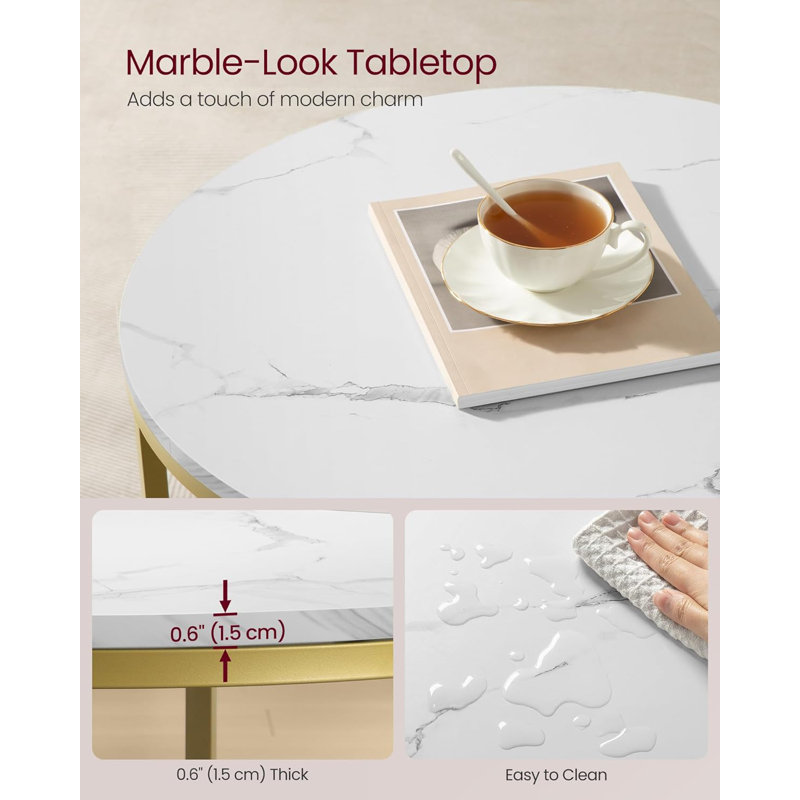 Table de bout Elenor, Gold, Marbre blanc