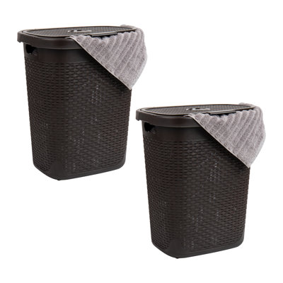  Panier à linge mince 50 L, panier à linge, couvercle, plastique, L 17,65 po x l 13,75 po x H 21 po