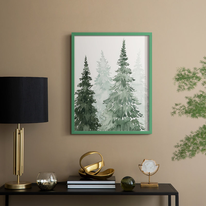 Impression encadrée Winter Washed Coppice II - bois massif, H 11 po x l 9 po, Cadre vert