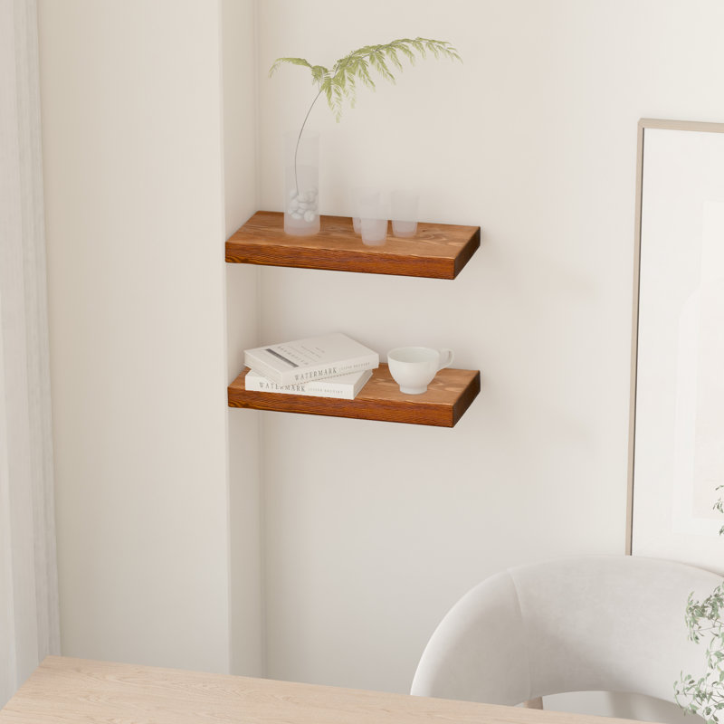 Burkleigh 2 Piece Pine Floating Shelf, 2.76" H x 15.75" W x 7.75" D