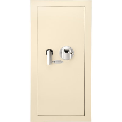 Coffre-fort mural biométrique - 0,82 pi³ beige, intérieur pratique avec compartiment de verrouillage et pi