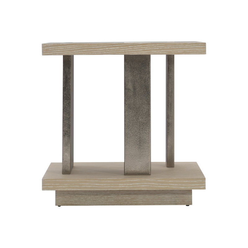Solaria Solid Wood Floor Shelf End Table with Storage