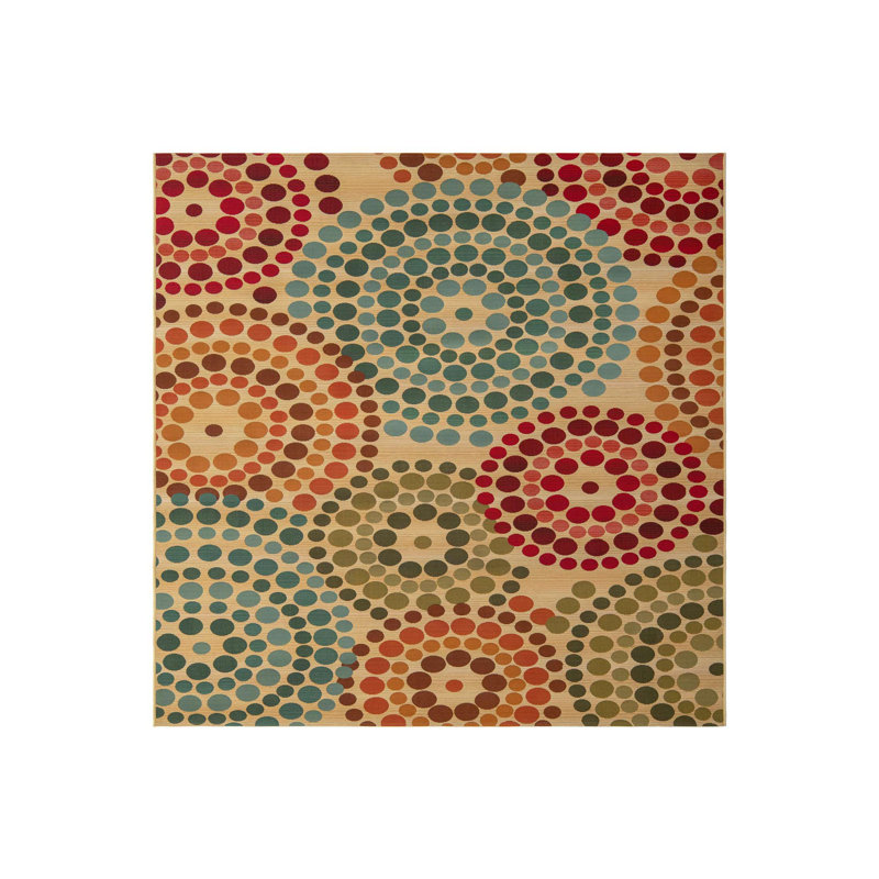 Tapis intérieur / extérieur vert / beige / rouge / turquoise Deweese, Rectangle 7 pi 10 po x 10 pi