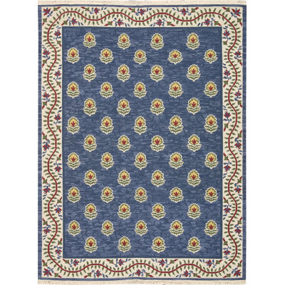 Tapis bleu fait à la main Galindez