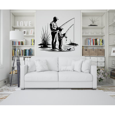 Father And Son Fishing Wall Decal Sticker Fishing Kids Father Day Fishing Gift Wall Art Dad And Kids Home Decor Nursery Decor Dad Gift