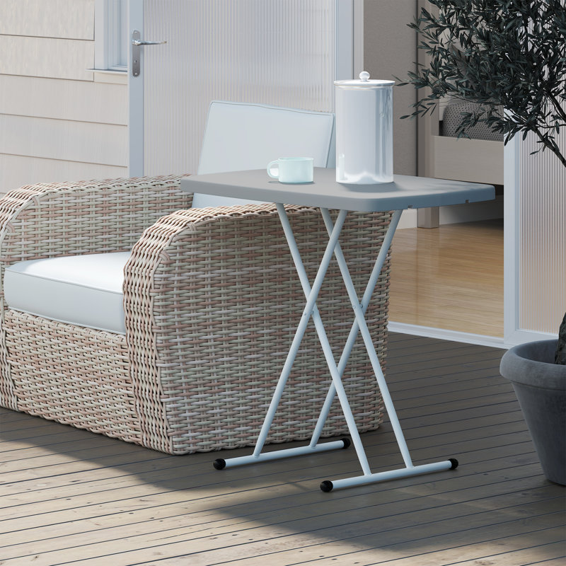 Rectangular Metal Folding Outdoor Side Table , 76cm cm W 50cm cm D, Charcoal grey