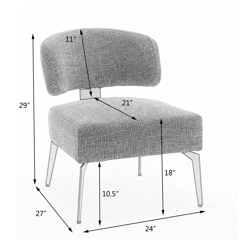 Amrane Upholstered Side Chair, Green Linen Blend
