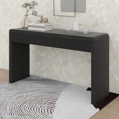 Console rustique avec façade de tiroir cannelée, table d'entrée