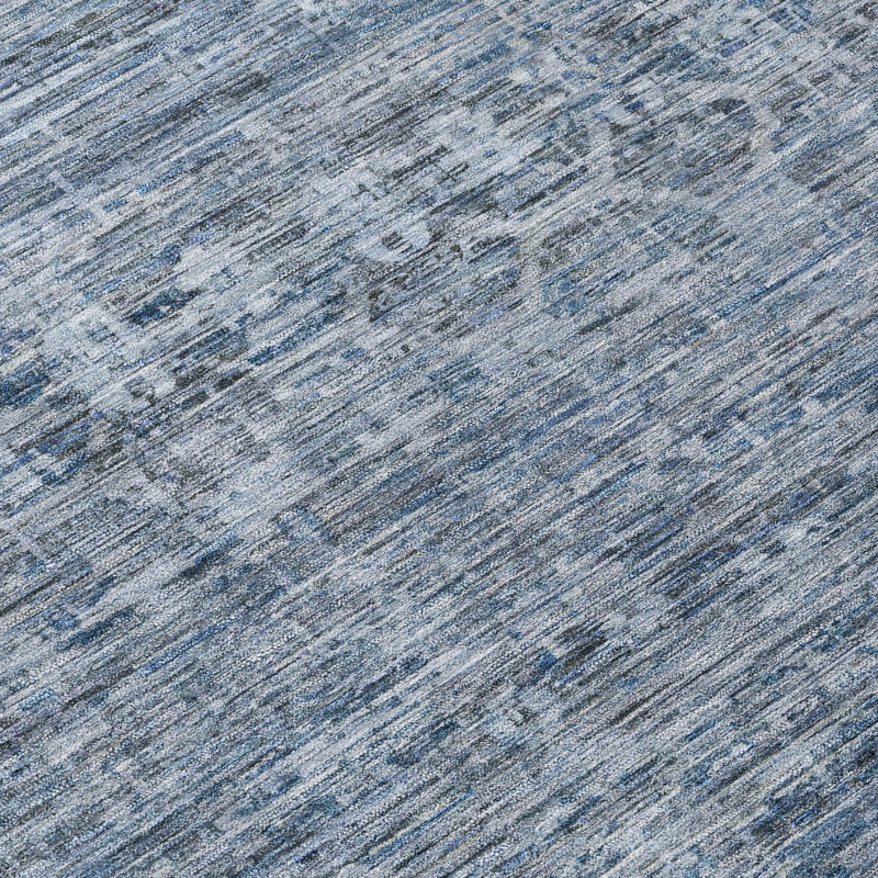 Machine Washable Indoor/Outdoor Xhevrie Blue Rug, Rectangle 9' x 12'