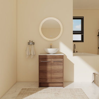 Ensemble de meuble-lavabo simple autoportant 24 po avec plateau en céramique Cyriah