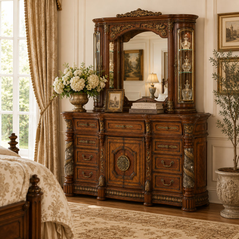 Villa Valencia Dresser & Mirror Set
