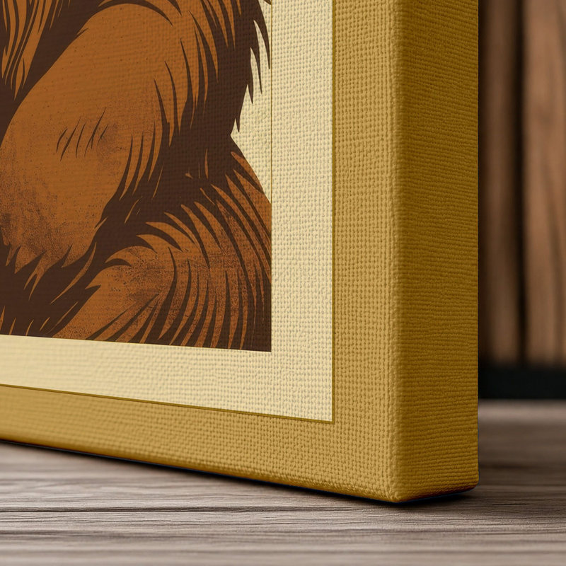 Noble Bear Japandi - Wrapped Canvas, 36x24 - 91.4 x 61.0 cm, Ochre Border