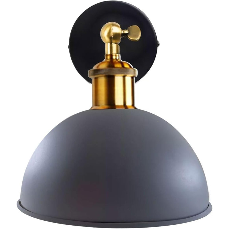 Vintage Industrial Wall Sconce with Adjustable Dome Shade and Swivel Arm, Hardwired Retro Wall Lamp for Bedroom, Living Room, Kitchen, Cafe, Bar and Hallway Lighting