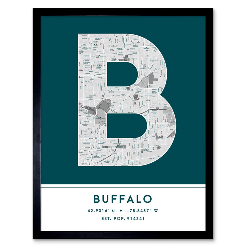 Buffalo City Map Buffalo New York United States City Map 1 Piece Single Picture Frame Wall Art
