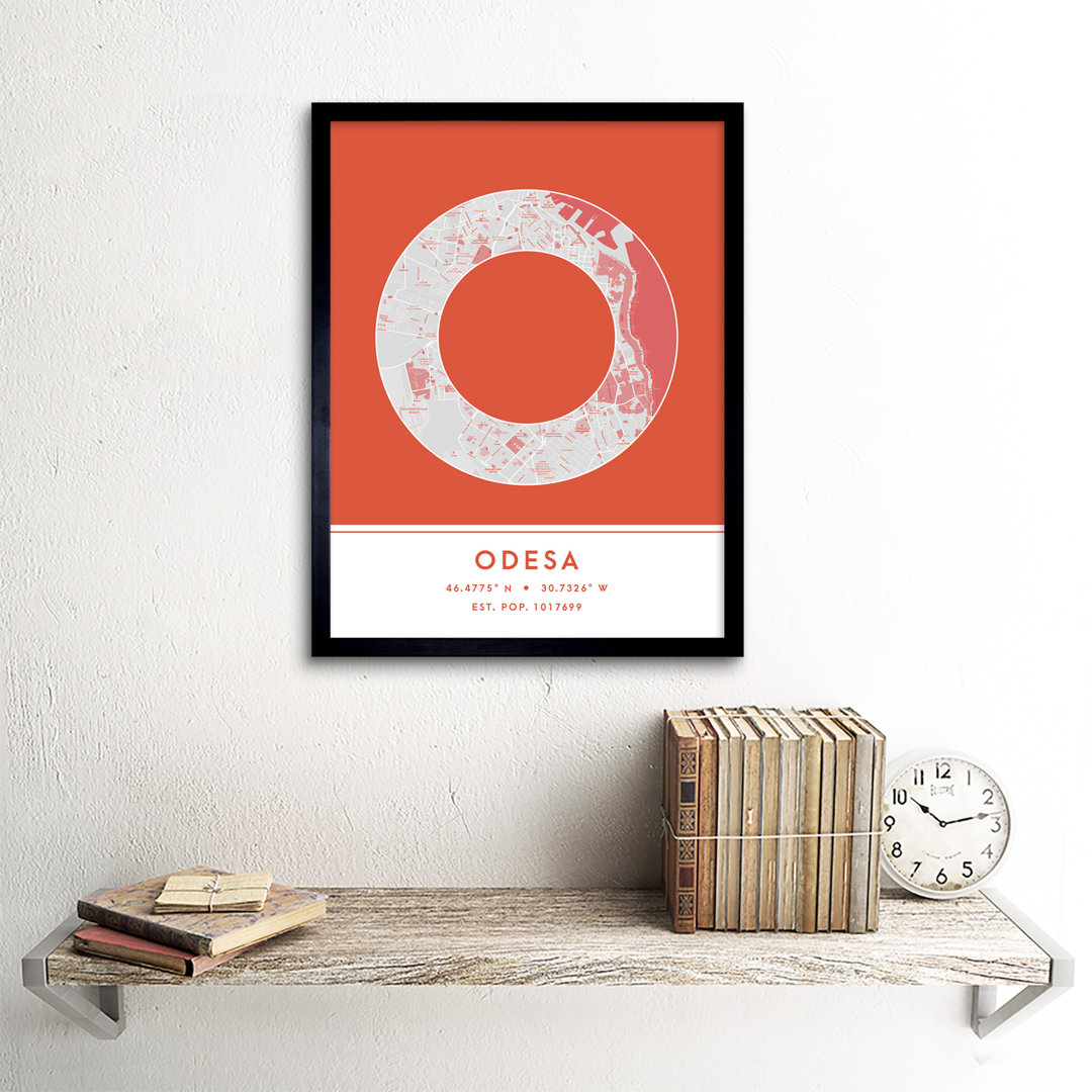 Odesa City Map Odesa Ukraine City Map - Single Picture Frame Typography