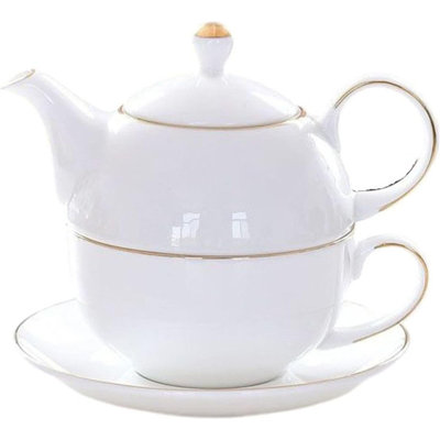 Ensemble de thé en céramique YBK Tech pour un ensemble, une théière et une tasse de 8,2 oz avec soucoupe
