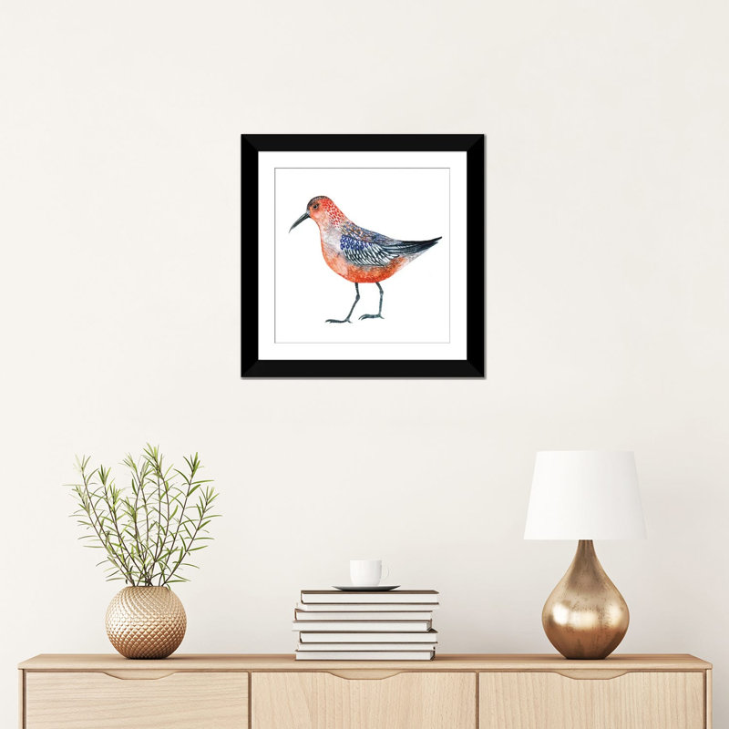 « red oiseau », impression sur toile, Papier avec cadre noir, Blanc, H 16 po x l 16 po x P 1 po
