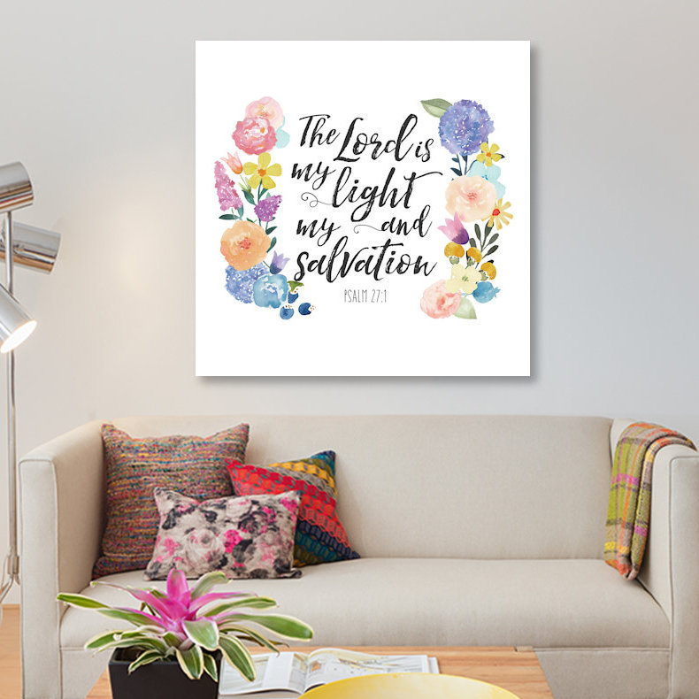 «Floral Bible Verse II», impression sur toile, H 18 po x l 18 po x P 1,5 po, Toile tendue, Pas de tapis