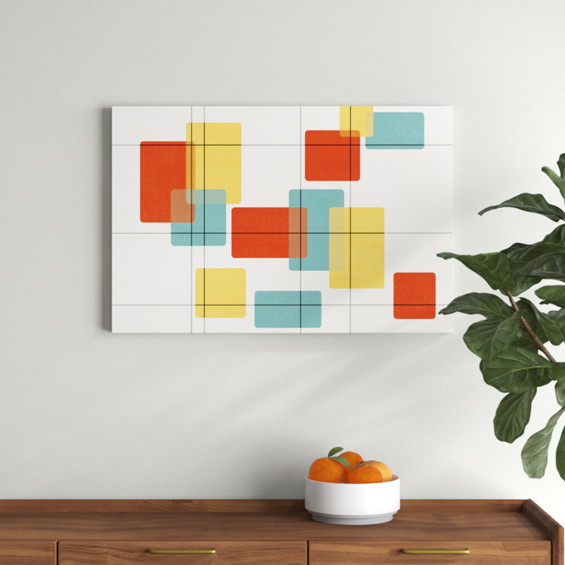 « mid century modern rectangles », reproduction d’impression sur toile tendue