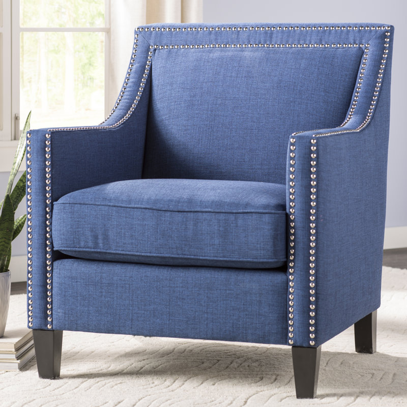 Damira Upholstered Accent Chair, Blue Chenille