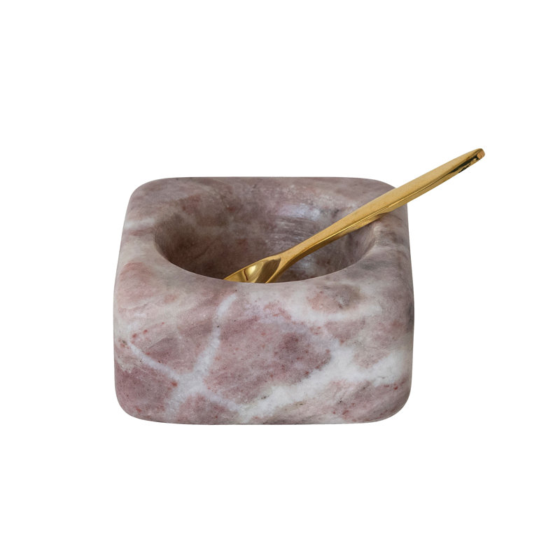 Marble Bowl With Brass Spoon