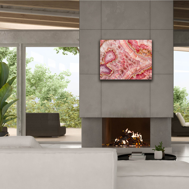 «Pink Mineral Mosaic» par Svetlana Aleynikova, art mural sur toile, H 26 po x l 34 po