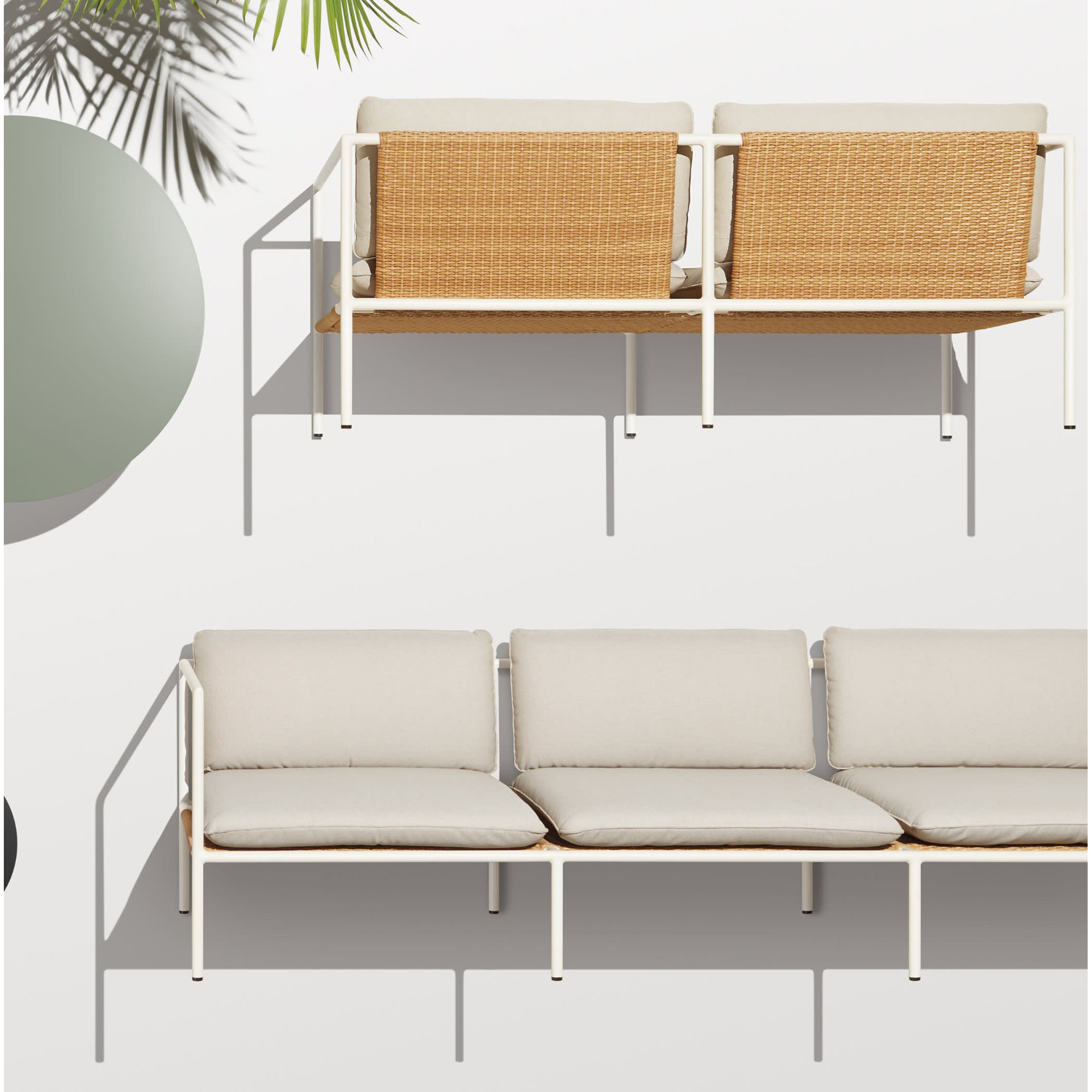 Dog Days 93'' Wide Patio Sofa with Sunbrella® Cushions, White, Sunbrella Linen