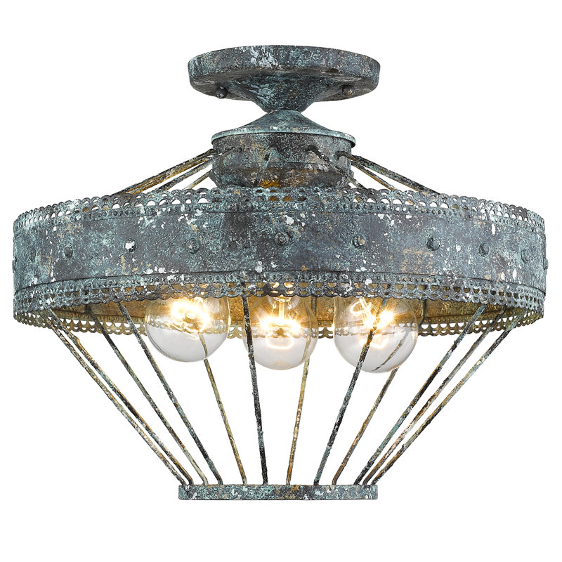 Gaius Semi Flush Mount, Blue Verde Patina