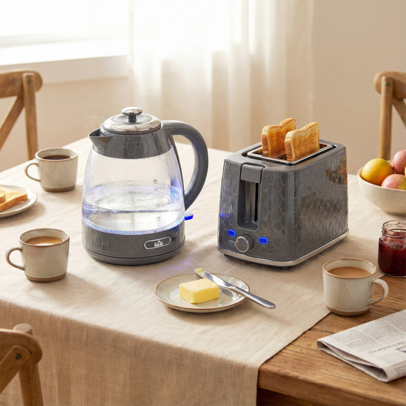 Kettle and Toaster Set, Grey