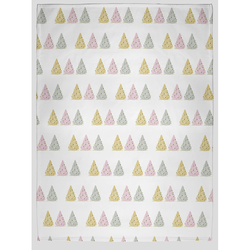 Merry Trees Pattern Christmas Throw Blanket, Multi/Light, 50" W x 60" L