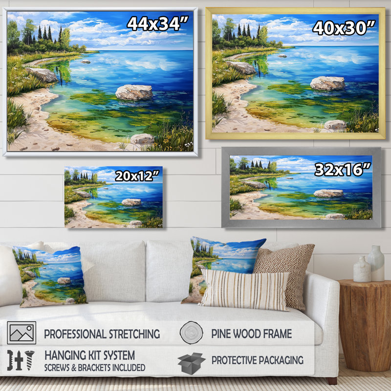 «Great Lakes Reflections In Michigan II», impression murale sur le Michigan, Picture Framed Print, Black, 12" H x 20" W