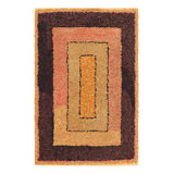 Antique Hooked Rug In Pink And Beige With Brown Border - Rug & Kilim