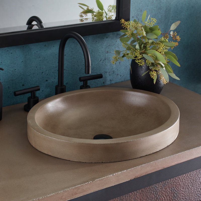 Tolosa Stone Handmade Oval Drop-in Bathroom Sink, Forest