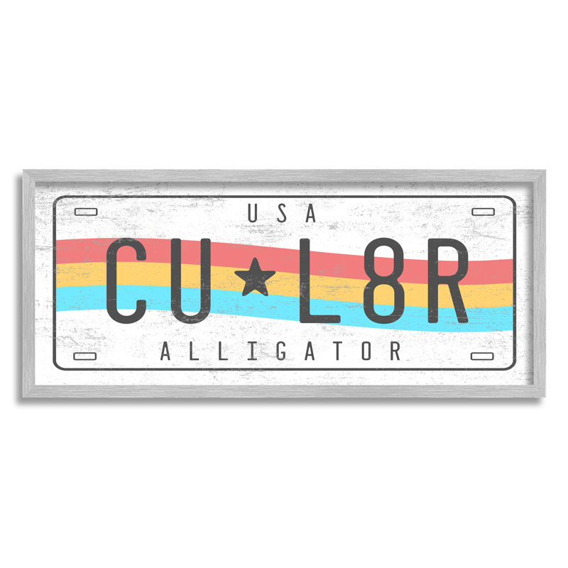 CU L8R alligator arc-en-ciel sur plaque, humour surdimensionné, art numérique sur estampe numérique par Daphne Polselli