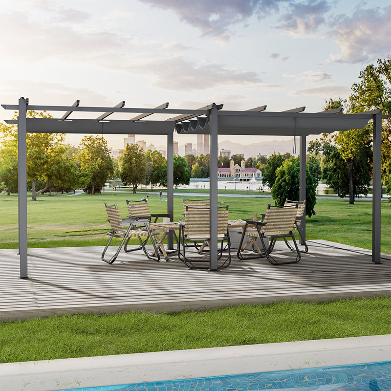 Rolanda Metal Light Grey Pergola, 228cm H x 300cm W x 600cm D