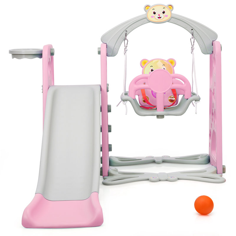 Ensemble de balançoire pour tout-petits 4 en 1, Rose