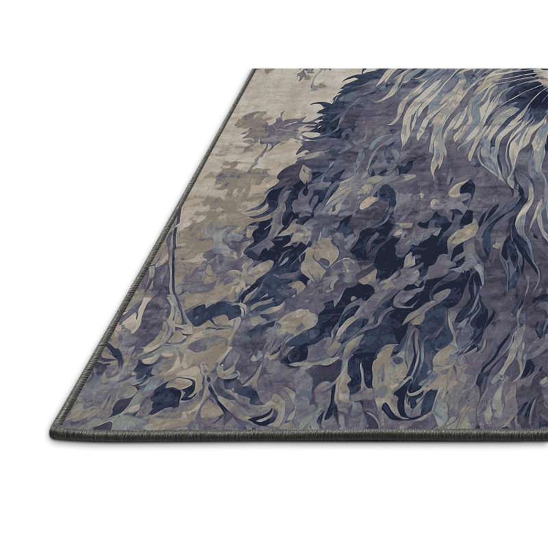 Tapis gris soyeux et moelleux, Rond 8 pi