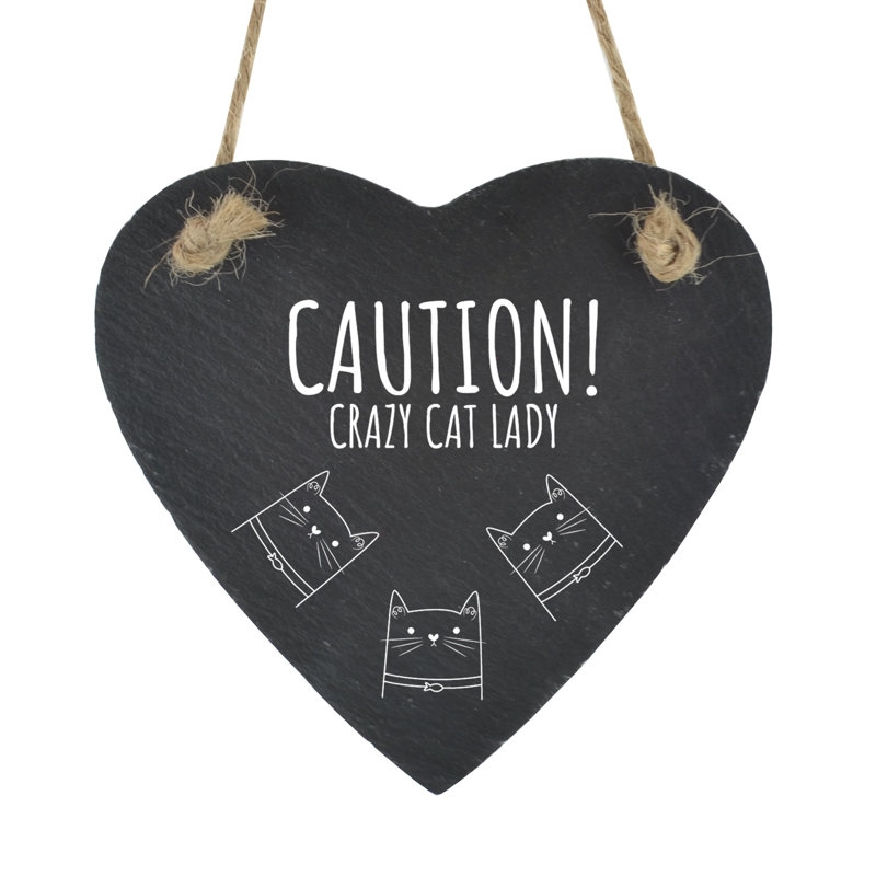 Heatherly Crazy Cat Lady Heart Slate Decorative Object